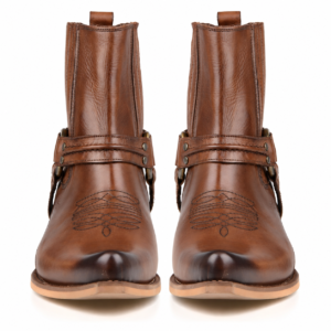 Brown Leather Buckled Boots for Men