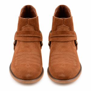 Light Brown Suede Buckled Boots for Men – Handmade Ankle Boots