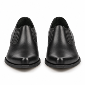 Black Leather Cowboy Shoes for Men with Cuban Heel