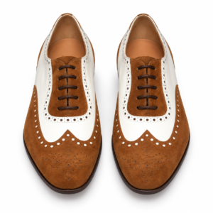 Light Brown Suede & White Leather Oxford Shoes for Men | Handmade Two-Tone Luxury Dress Shoes