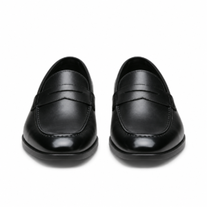 Black Calf Leather Penny Loafers for Men | Handmade Genuine Leather Slip-On Dress Shoes