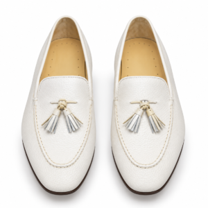 White Leather Loafers for Men | Handmade Premium Slip-On Dress Shoes