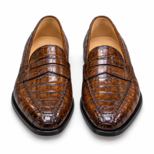 Bespoke Crocodile Penny Loafers for Men | Luxury Handmade Leather Dress Shoes