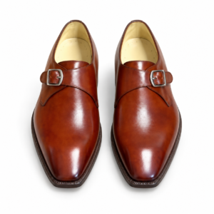 Handmade Brown Leather Monk Strap Dress Shoes for Men | Premium Formal Wedding Shoes