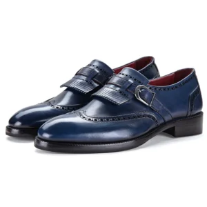 Blue Handmade Loafers for Men | Premium Leather Slip-On Dress Shoes