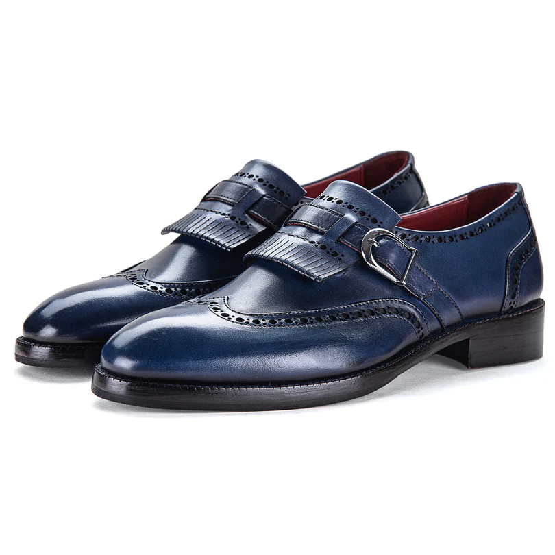 Blue Handmade Loafers for Men | Premium Leather Slip-On Dress Shoes