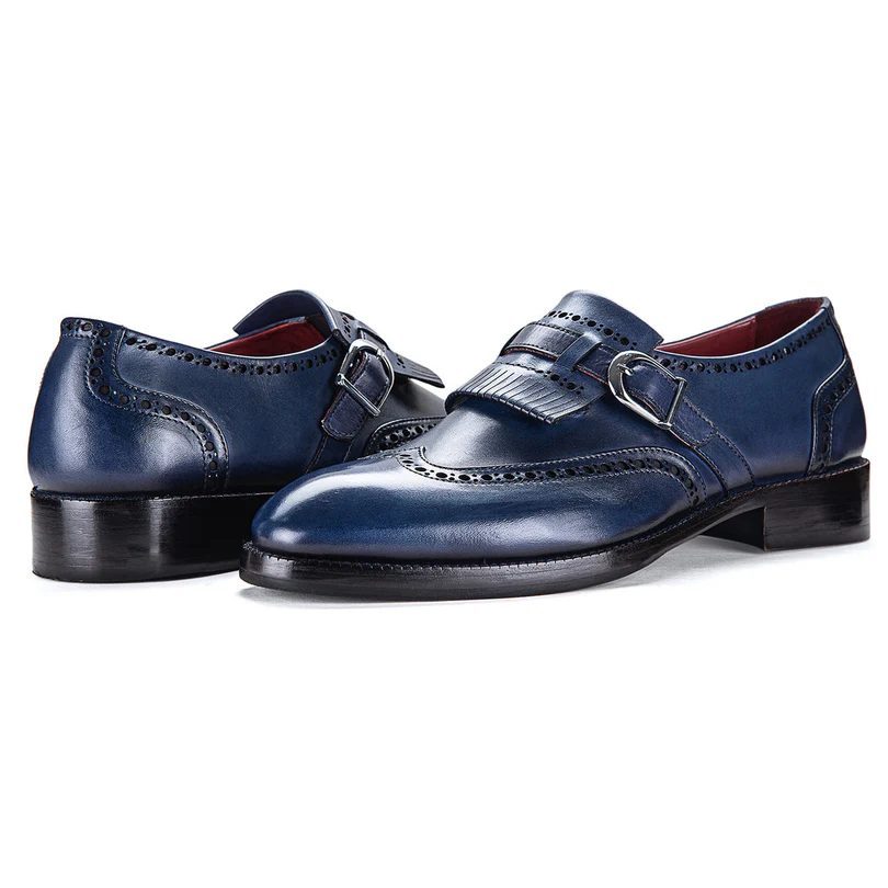 Blue Handmade Loafers for Men | Premium Leather Slip-On Dress Shoes - Image 2