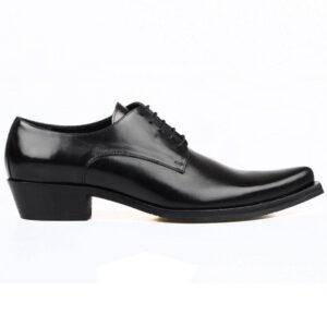Black Handmade Leather Cowboy Boots for Men – Cuban Heel Western Dress Boots