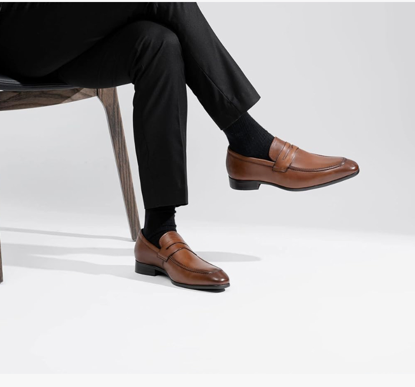 Brown Penny Loafers for Men | Handmade Genuine Leather Slip-On Dress Shoes | Classic Formal Footwear - Image 6