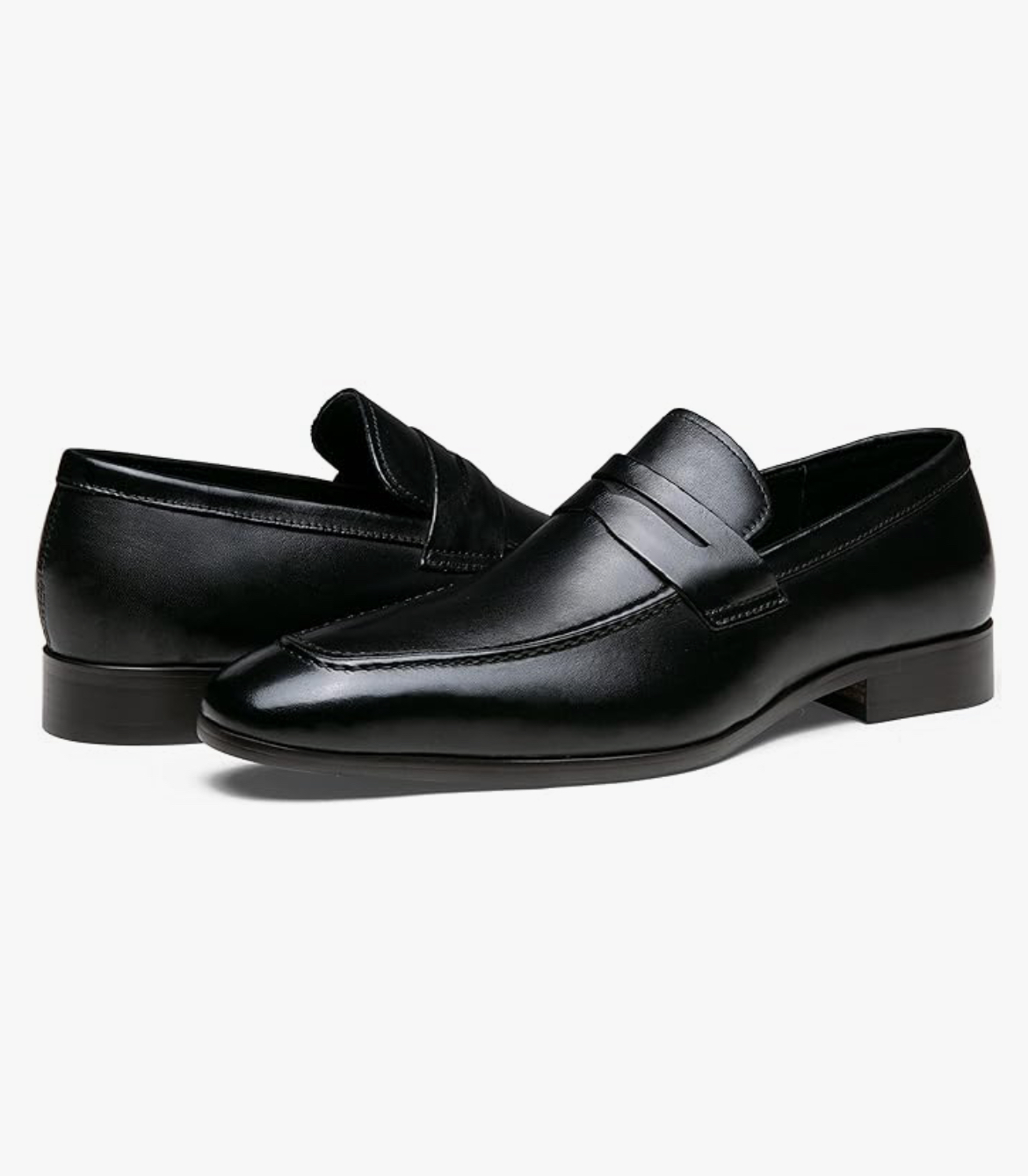Black Calf Leather Penny Loafers for Men | Handmade Genuine Leather Slip-On Dress Shoes