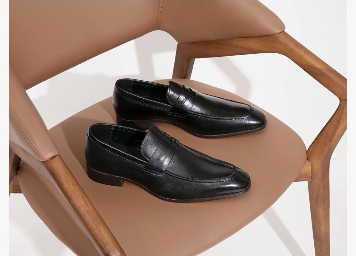 Black Calf Leather Penny Loafers for Men | Handmade Genuine Leather Slip-On Dress Shoes - Image 4