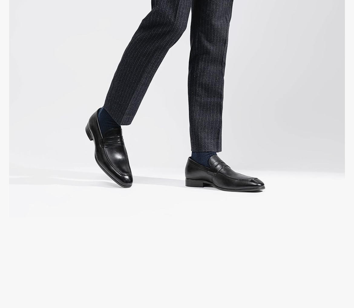 Black Calf Leather Penny Loafers for Men | Handmade Genuine Leather Slip-On Dress Shoes - Image 2