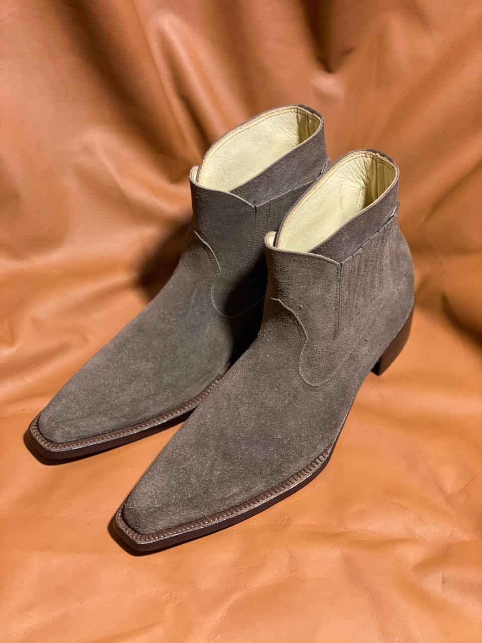 Men's Suede Leather Cowboy Boots | Handmade Western Ankle Boots - Image 8