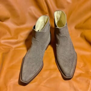 Men's Suede Leather Cowboy Boots | Handmade Western Ankle Boots
