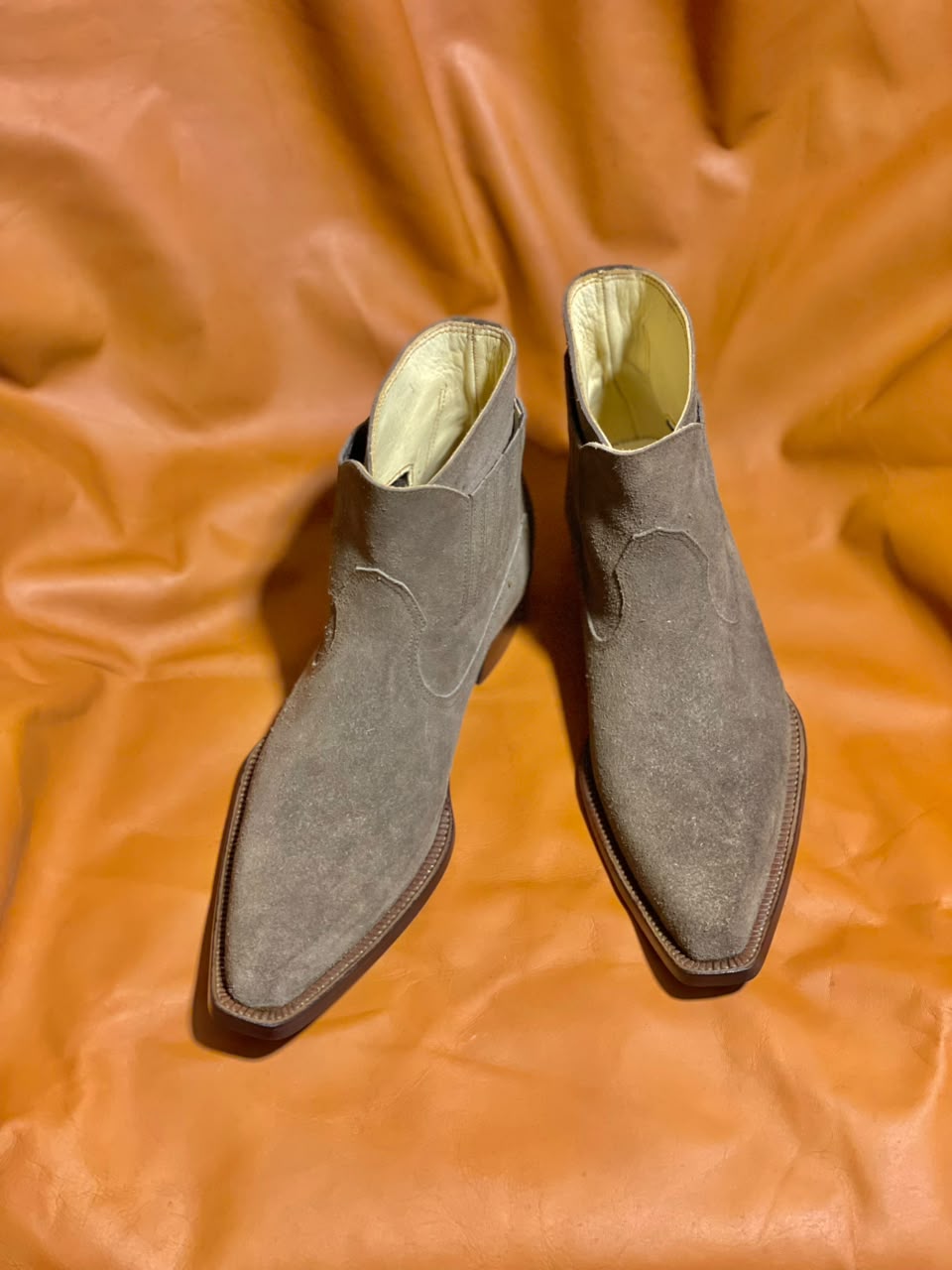 Men's Suede Leather Cowboy Boots | Handmade Western Ankle Boots