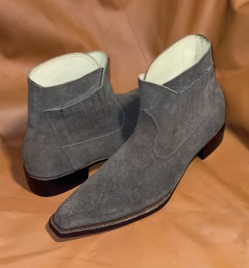Men's Suede Leather Cowboy Boots | Handmade Western Ankle Boots - Image 9