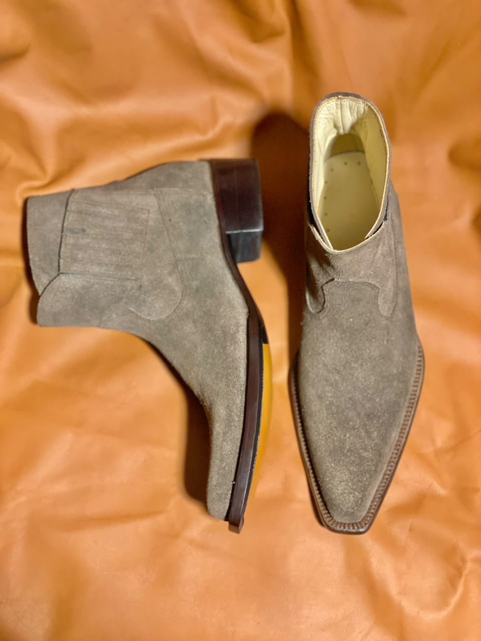 Men's Suede Leather Cowboy Boots | Handmade Western Ankle Boots - Image 2