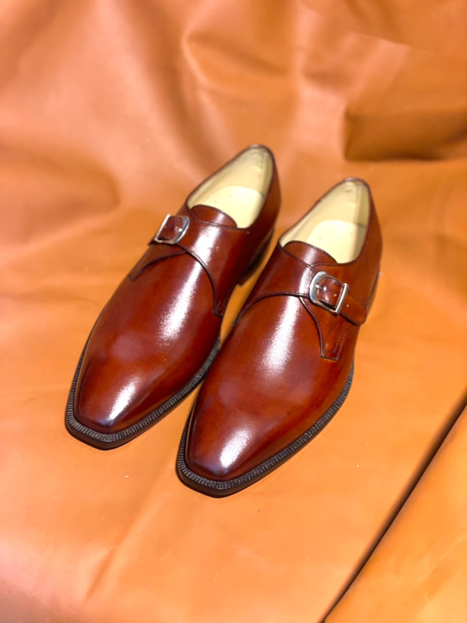 Handmade Brown Leather Monk Strap Dress Shoes for Men | Premium Formal Wedding Shoes - Image 4