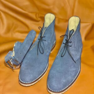 Handmade Blue Suede Chukka Boots | Custom Made-to-Order Mens Navy Desert Boots