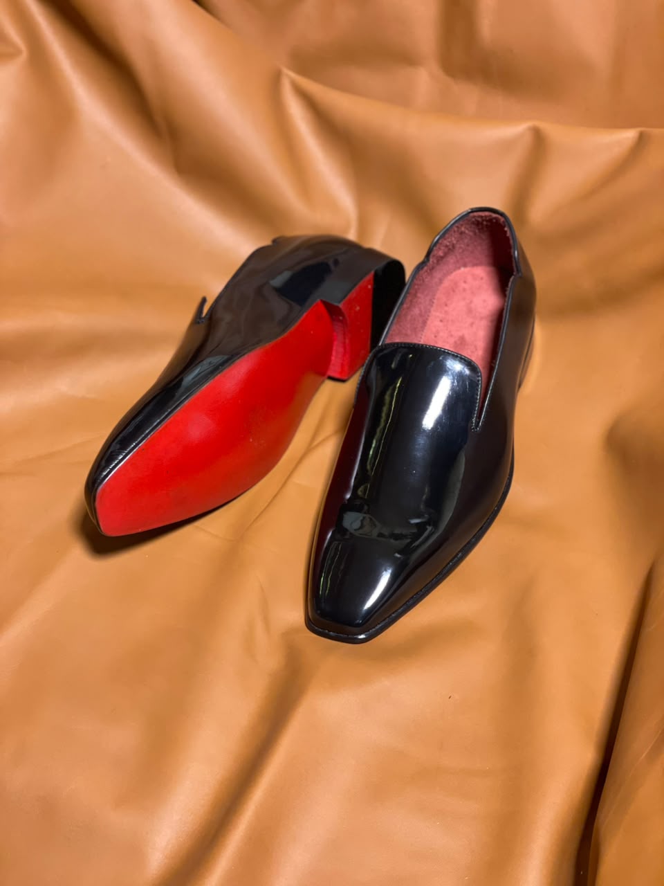 Classic Black Leather Red Bottom Loafers | Handcrafted by Artisanwalks