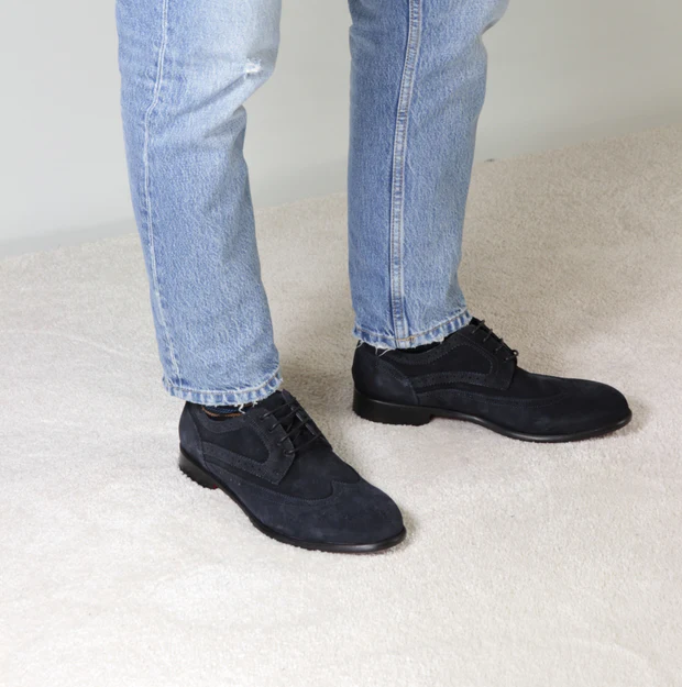 Elegant blue suede derby for men - Image 5