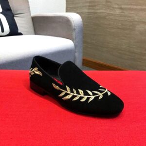 Black Velvet Handmade Loafers for Men | Luxury Embroidered Slip-On Shoes | Premium Wedding & Formal Footwear