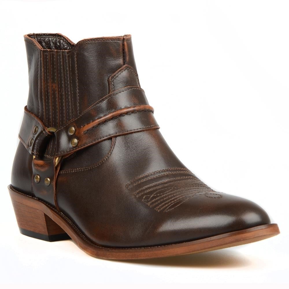 Brown Leather Buckled Boots for Men – Handmade Casual Boots - Image 6