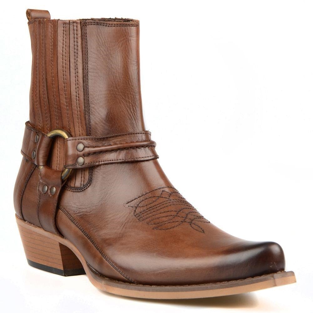Brown Leather Buckled Boots for Men – Handmade Casual Boots - Image 5