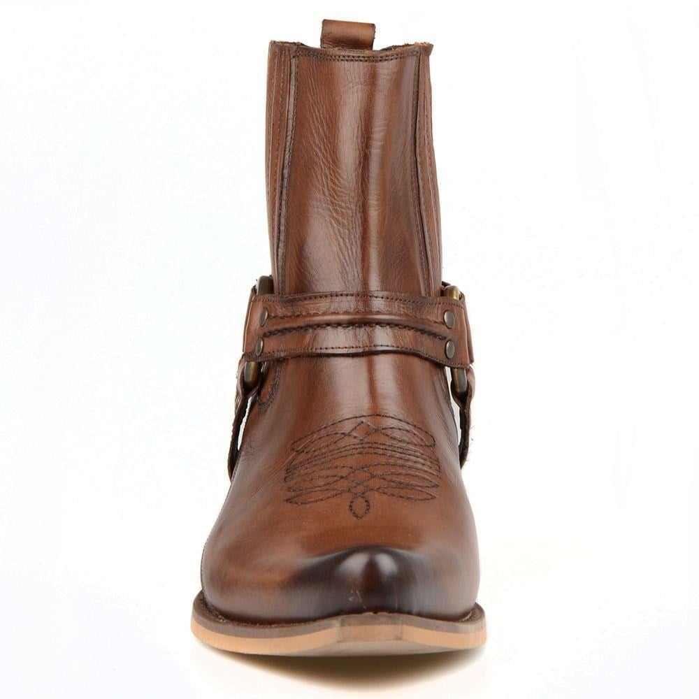 Brown Leather Buckled Boots for Men – Handmade Casual Boots - Image 2