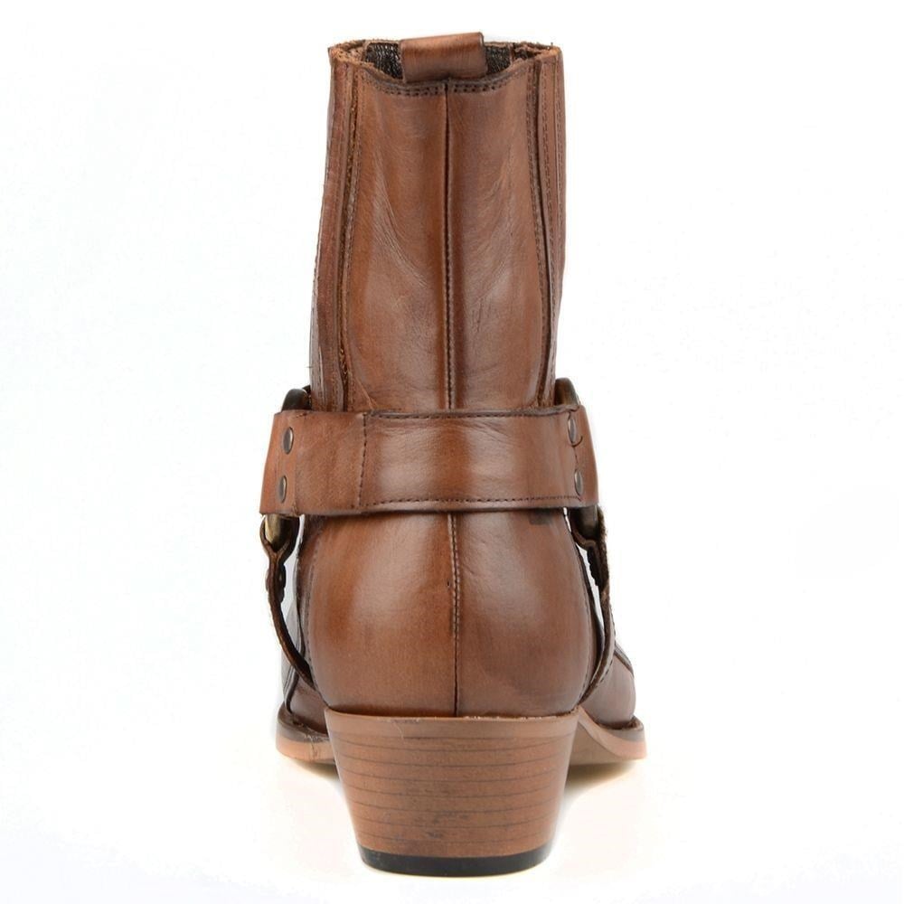 Brown Leather Buckled Boots for Men – Handmade Casual Boots - Image 4