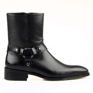 Black Buckled Leather Boots for Men – Handmade Ankle Boots