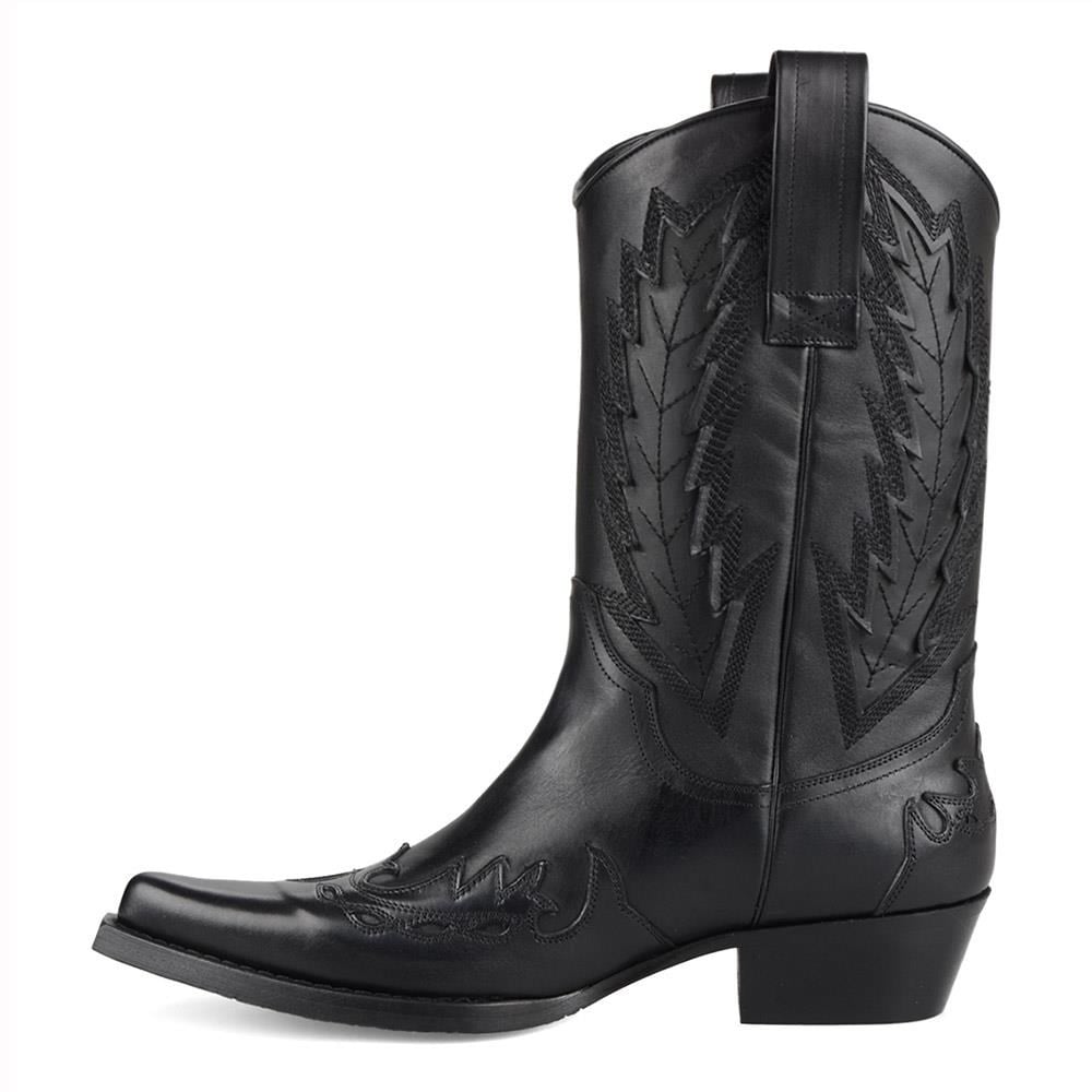 Black Western Cowboy Boots for Men – Genuine Leather - Image 2