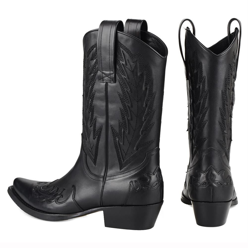 Black Western Cowboy Boots for Men – Genuine Leather - Image 3