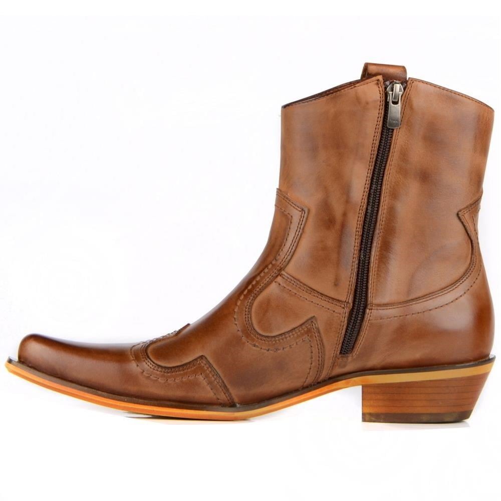 Brown Western Cowboy Boots for Men – Genuine Leather - Image 3