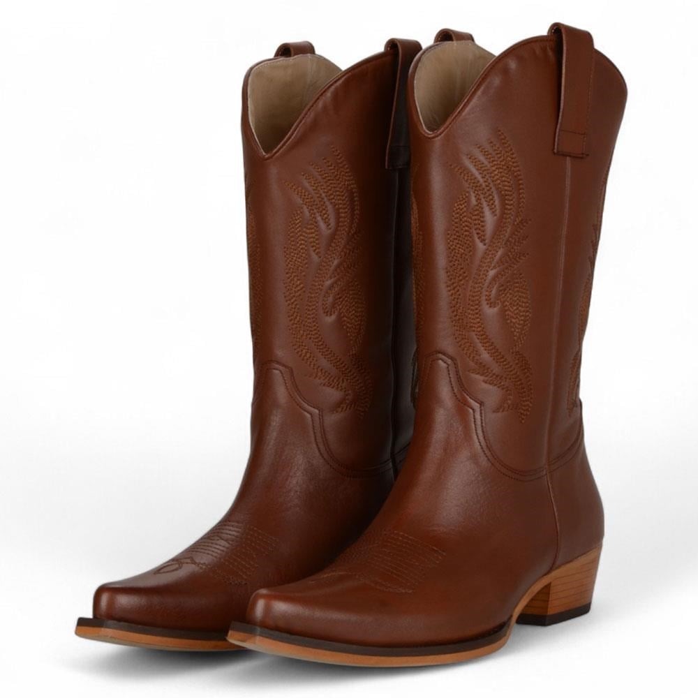 Brown Western Cowboy Boots for Men – Genuine Leather - Image 5
