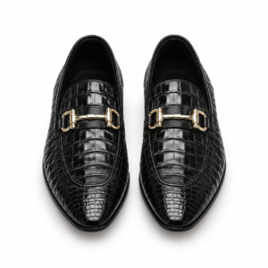 Black Alligator Leather Loafers for Men