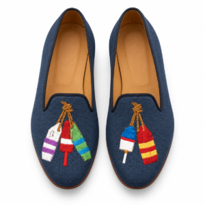 Men’s Navy Blue Nautical Embroidered Loafers